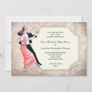 1920's Wedding Invitation Vintage Dancing Couple