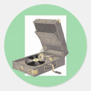 1920s Wind Up Gramaphone Classic Round Sticker