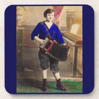 1920s young lady accordionist RPPC