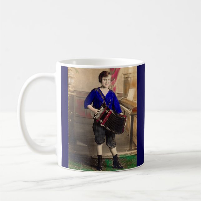 1920s young lady accordionist RPPC Coffee Mug (Left)