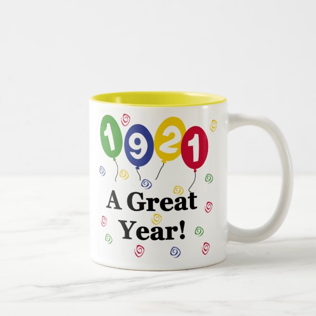 1921 A Great Year Birthday Two-Tone Coffee Mug (Right)