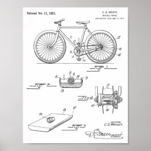 1921 Bicycle Pedal Design Patent Art Print