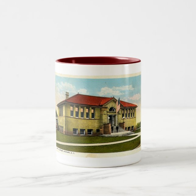 1921 Public Library, Newark, NY Two-Tone Coffee Mug (Center)