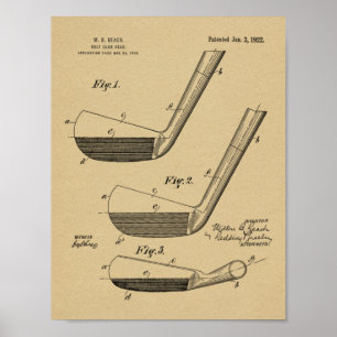 1922 Golf Club Head Design Patent Art Print