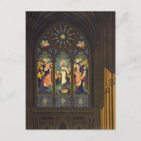 1923 Poster Of A Church With Stained Glass Window.