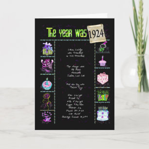 1924 Birthday Trivia Card