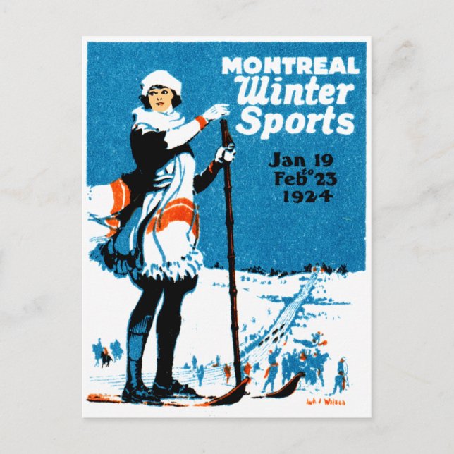 1924 Montreal Winter Sports Poster Postcard (Front)