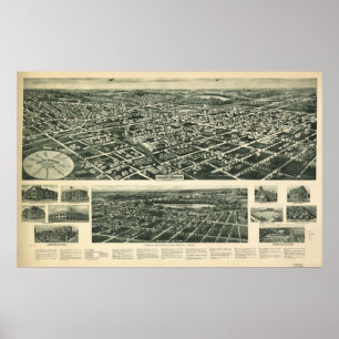 1924 Valley Stream NY Birds Eye View Panoramic Map Poster