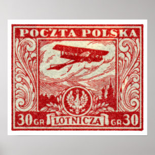 1925 30gr Polish Airmail Stamp Poster