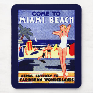 1925 Miami Beach Travel Poster Mouse Pad