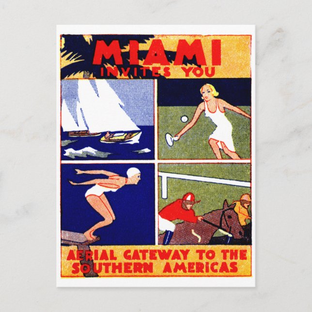 1925 Miami Travel Poster Postcard (Front)