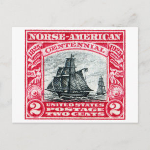 1925 Norse American Stamp Postcard