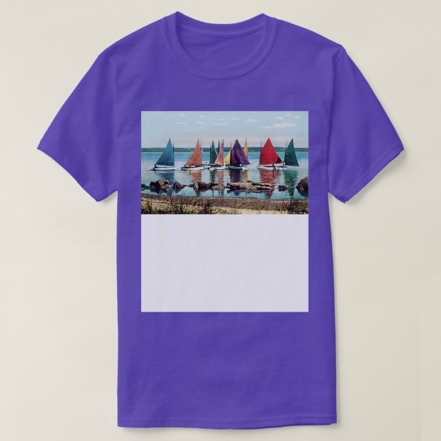 1925 Rainbow Fleet of Sailboats Nantucket T-Shirt (Design Front)