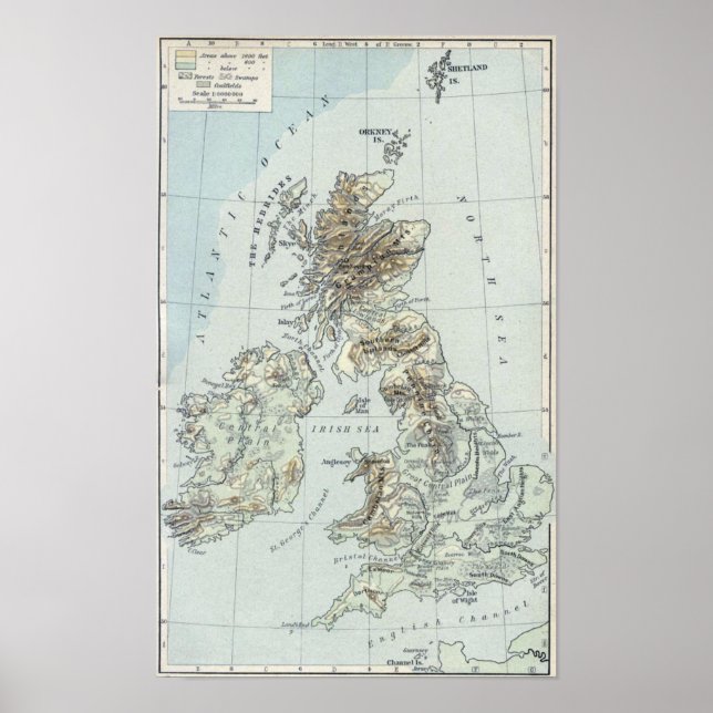 1926 British Isles Map United Kingdom Poster (Front)