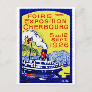1926 Cherbourg France Poster Postcard