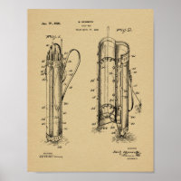 1926 Golf Club Caddy Bag Design Patent Art Print