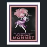 1927 Art Deco Cognac Advertisement Poster<br><div class="desc">Head turning,  and popular,  1927 Art Deco,  advertisement for Cognac Monnet by Leonetto Cappiello. Standard 11x14 shown here. Available in standard 16x20,  custom sizes,  on canvas,  and other Zazzle products.</div>