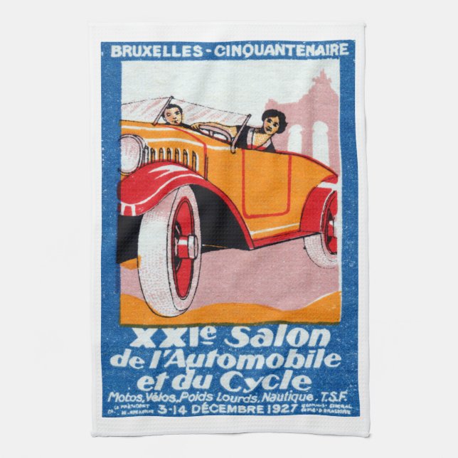 1927 Brussels Automotive Exposition Tea Towel (Vertical)