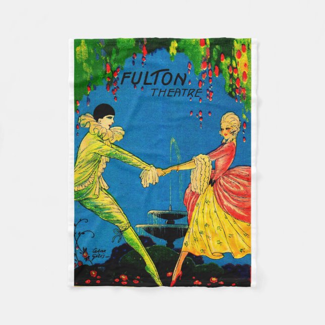 1927 Fulton Theatre program cover art Fleece Blanket (Front)