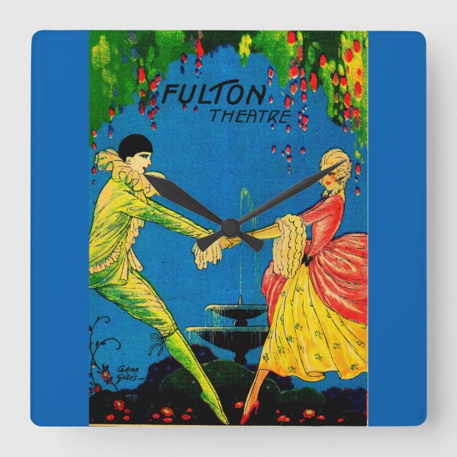1927 Fulton Theatre program cover art Square Wall Clock (Front)