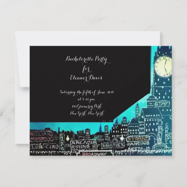 1927 New York Bachelorette Party Invitation (Front)