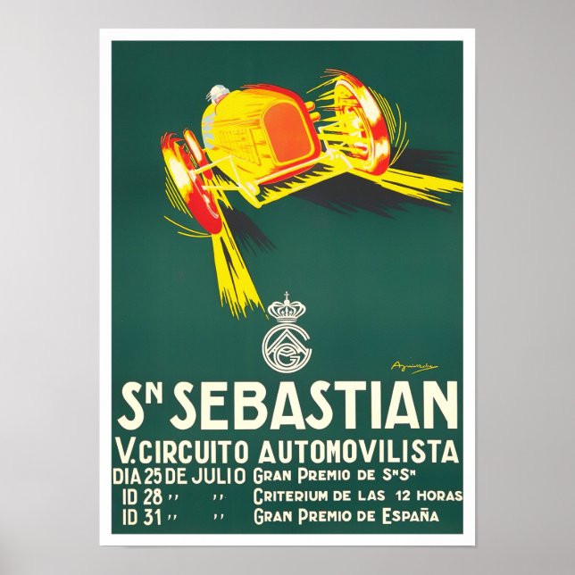 1927 San Sebastian Grand Prix vintage racing Poster (Front)