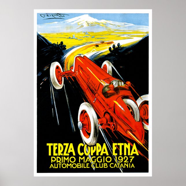 1927 Terza Coppa Etna Auto Road Rally Ad Poster (Front)