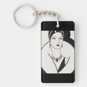 1928 art deco woman key ring