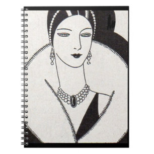 1928 art deco woman spiral notebook