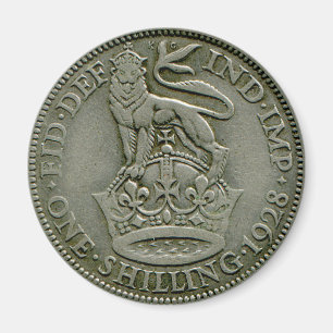 1928 British shilling magnet
