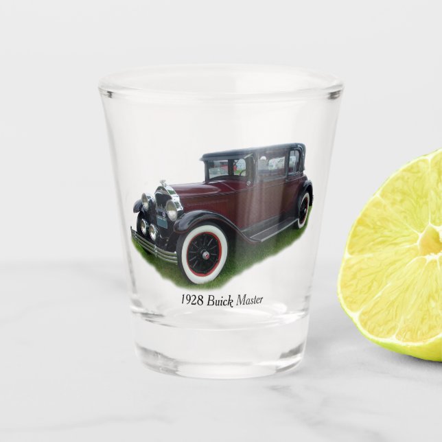 1928 Buick Master shot glass (Front)