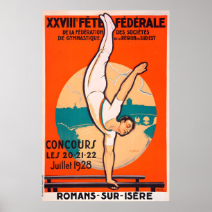 1928 Gymnastics Competition Vintage Poster Prints