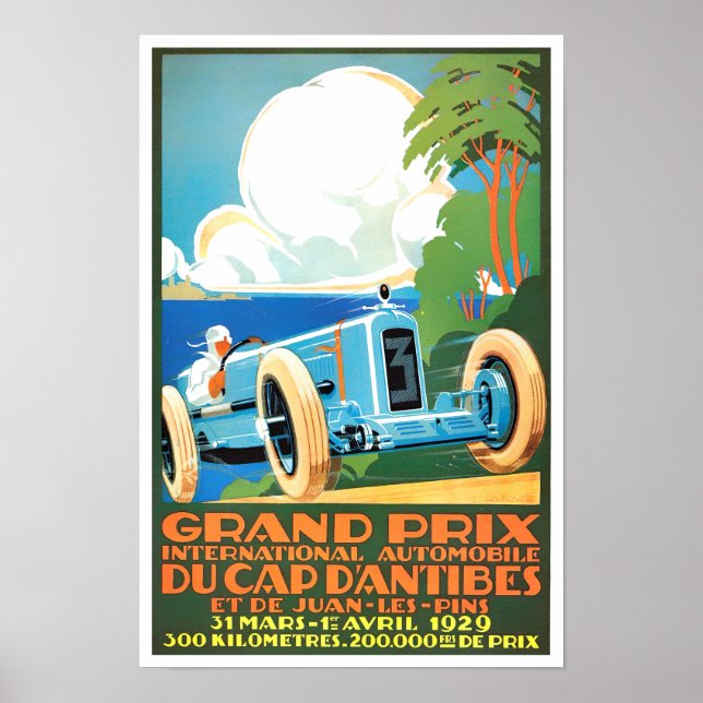 1929 Antibes Grand Prix vintage racing Poster (Front)