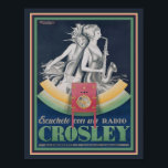 1929, Art Deco, Crosley Radio Ad Poster<br><div class="desc">1923,  Art Deco,  Advertisement for Crosley Radio by Luciano Mauzan. Available in other sizes and on canvas.</div>