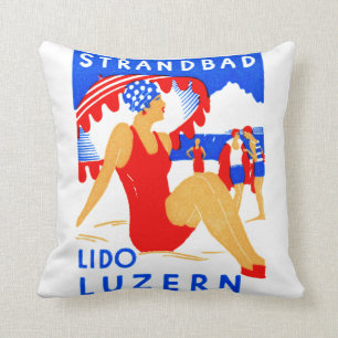 1929 Art Deco Strandbad Lido Luzern Cushion