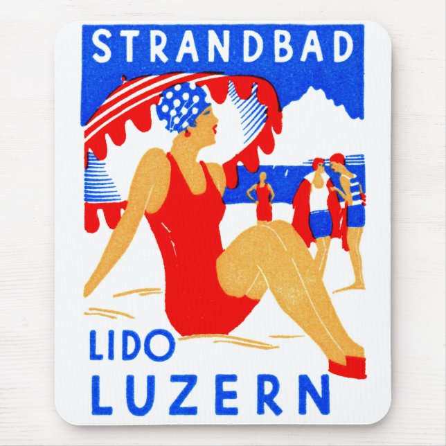 1929 Art Deco Strandbad Lido Luzern Mouse Pad (Front)
