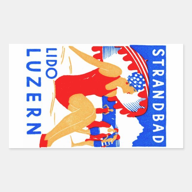 1929 Art Deco Strandbad Lido Luzern Rectangular Sticker (Front)