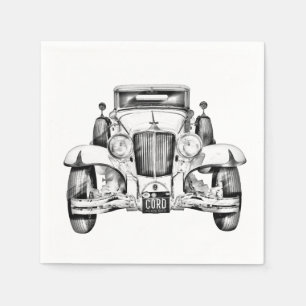 1929 Cord 6-29 Cabriolet Antique Car Illustration Napkin
