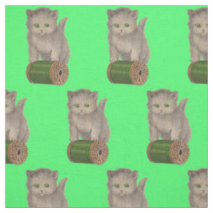 1930 Corticelli white kitten print Fabric