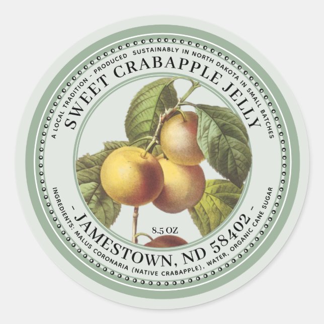 1930 Green Jelly Label with Native Crabapples (Front)
