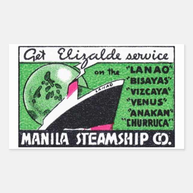 1930 Manila Steamship Company Rectangular Sticker (Front)