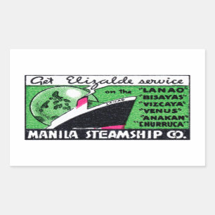 1930 Manila Steamship Company Rectangular Sticker