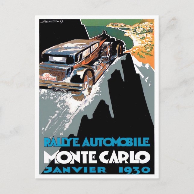 1930 Monte Carlo rally vintage racing Postcard (Front)