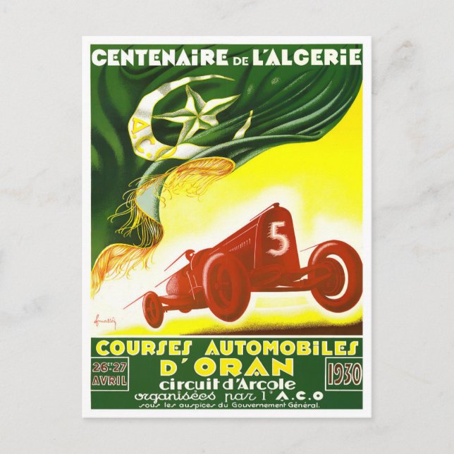 1930 Oran Grand Prix vintage racing Postcard (Front)