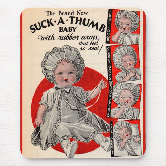 1930 Suck-a-Thumb baby doll ad Mouse Pad (Front)