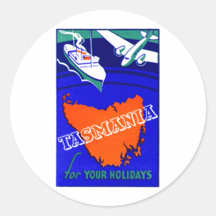 1930 Tasmania Travel Poster Classic Round Sticker