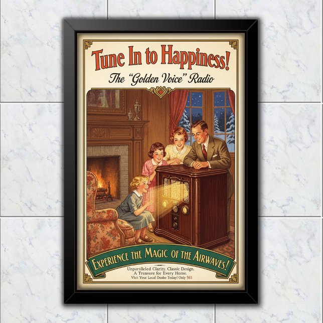 1930 Vintage Golden Voice Radio Advertising Poster (Creator Uploaded)