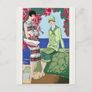 1930 Vintage Women in Day Dresses Postcard