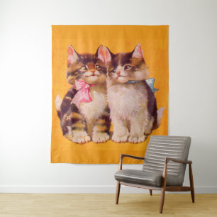 1930s adorable floofy kittens print tapestry