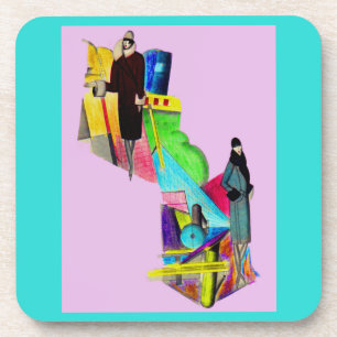1930s art deco women print coaster